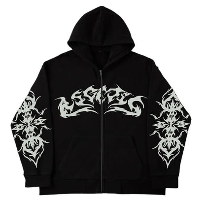 Y2K retro autumn hoodies for men printed patterns