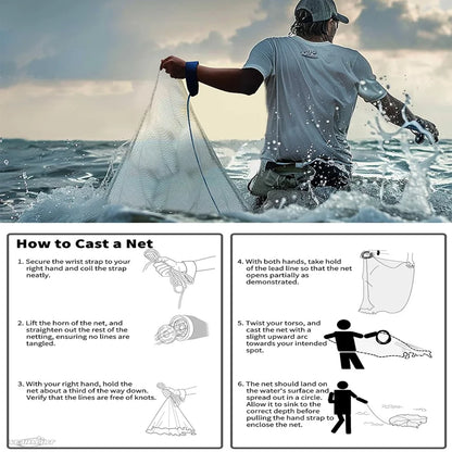 American Saltwater Fishing Cast Net for Bait Trap