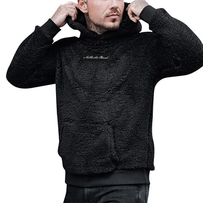 Men's Autumn Plush Hoodies Fuzzy Fleece Comfy