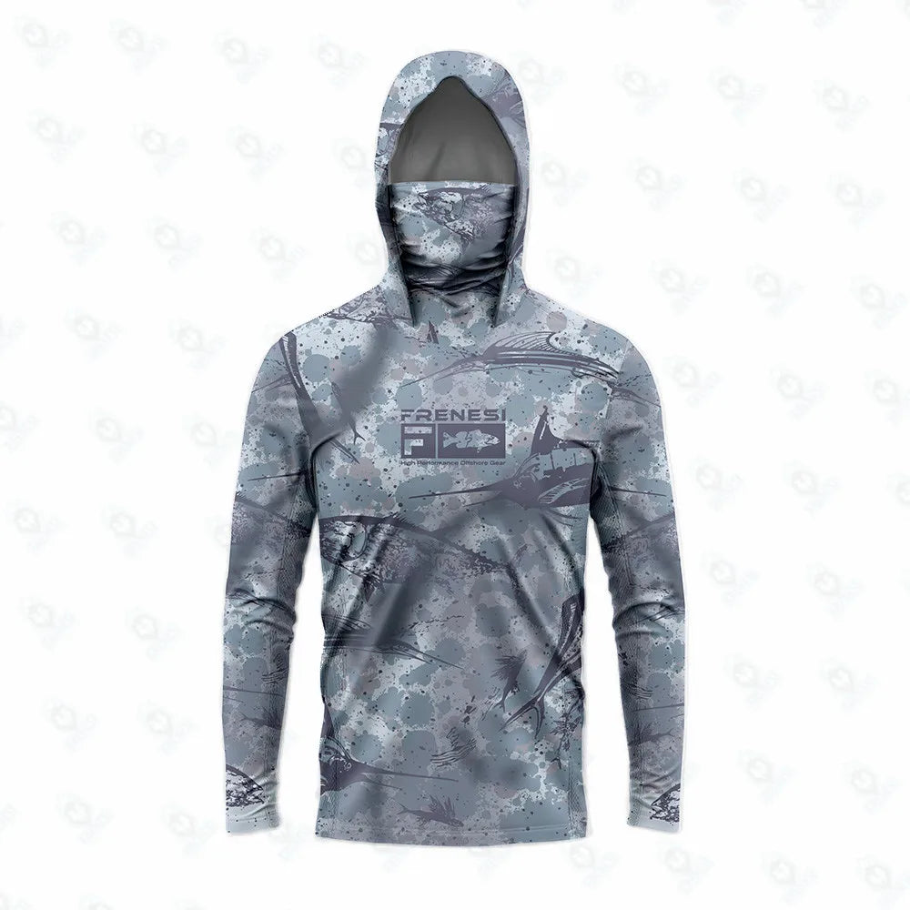Fishing Shirts Men Sun Protection Hoodie Mask All-in-one