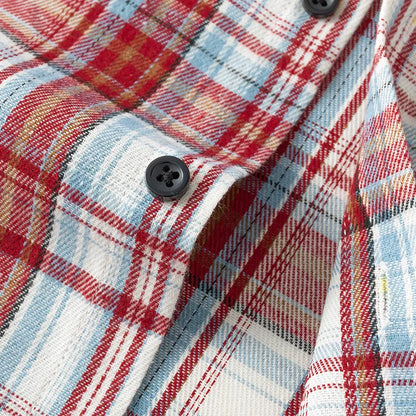Men Shirt Plaid Flannel Long Sleeve Oversized Loose Cotton