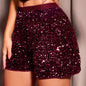 Women's Fashion Sequins Glittery Shorts Sparkly Hot Pants For Party Club Streetwear Solid Color Rave Performance Shorts шорты