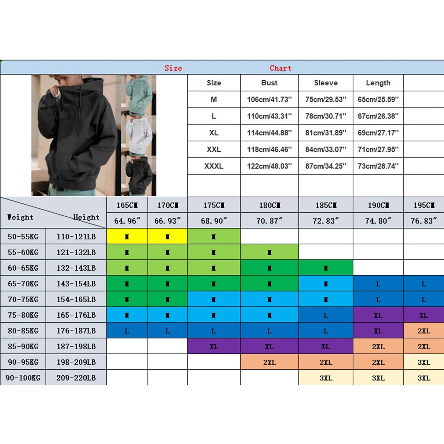 Loose Turtleneck Hoodie Mens' Casual Hooded Sweatshirt