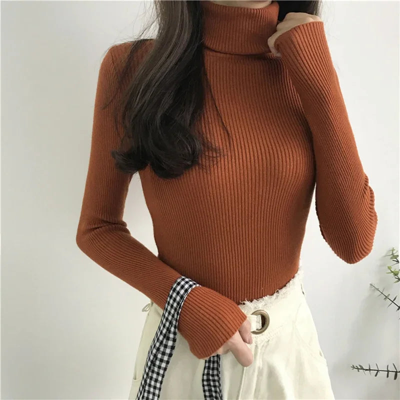 Autumn Winter Thick Sweater Women Knitted Ribbed