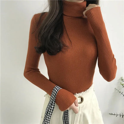 Autumn Winter Thick Sweater Women Knitted Ribbed