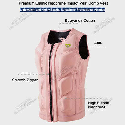 Premium Elastic Neoprene Impact Vest wake surfing Comp Vest