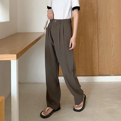 High Waist Women Suit Pants Fall Straight Office Ladies