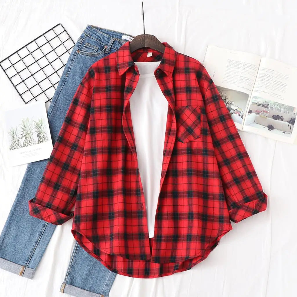 Brand Women's Flannel Plaid Shirts 2025