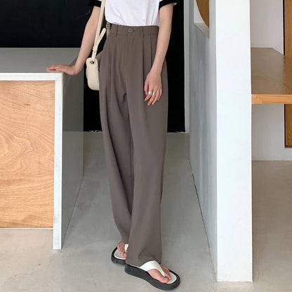 High Waist Women Suit Pants Fall Straight Office Ladies