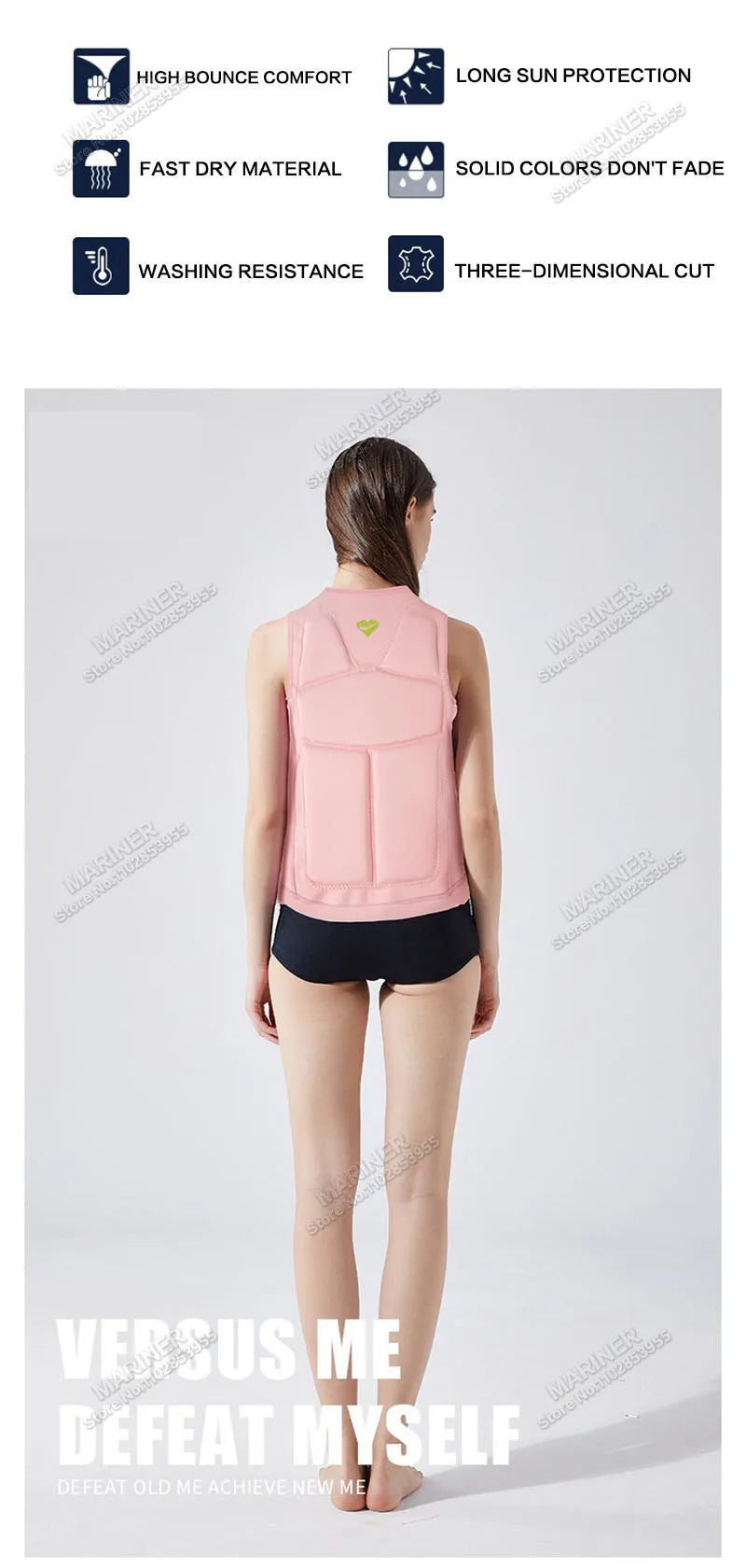 Premium Elastic Neoprene Impact Vest wake surfing Comp Vest