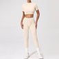 Seamless Yoga Sets Sports Fitness Hip-lifting High Waist Pleated Pants Long-sleeved Suits