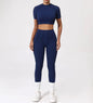 Seamless Yoga Sets Sports Fitness Hip-lifting High Waist Pleated Pants Long-sleeved Suits