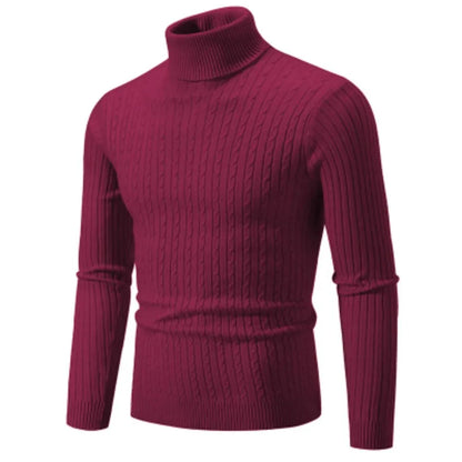 New Men's High Neck Sweater Solid Color Pullover