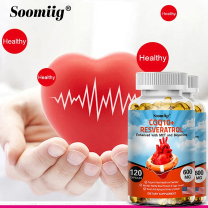 120 CoQ10 + Resveratrol Capsules Supplement