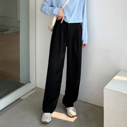 High Waist Women Suit Pants Fall Straight Office Ladies