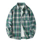 Men Shirt Plaid Flannel Spring Autumn Long Sleeve Blue Loose Men's Casual Shirt