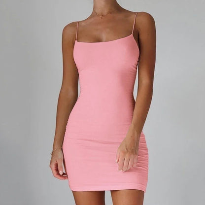 Summer Spaghetti Strap Mini Dress 2025 Women Sexy Bodycon