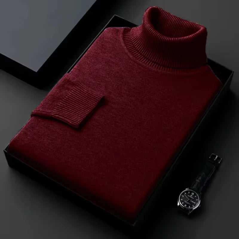 Sweatwear Mens Anti-pilling High Quality Knitted Turtleneck Sweater