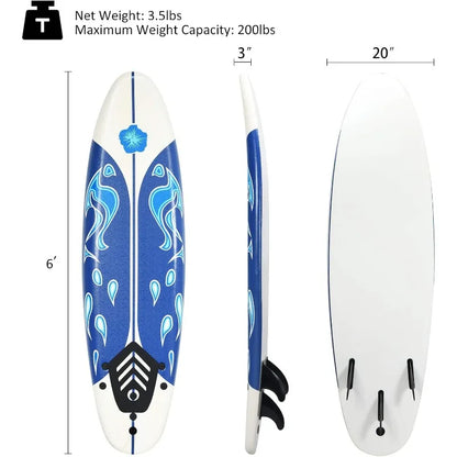 Surfboard, 6' Body Board with Removable Fins