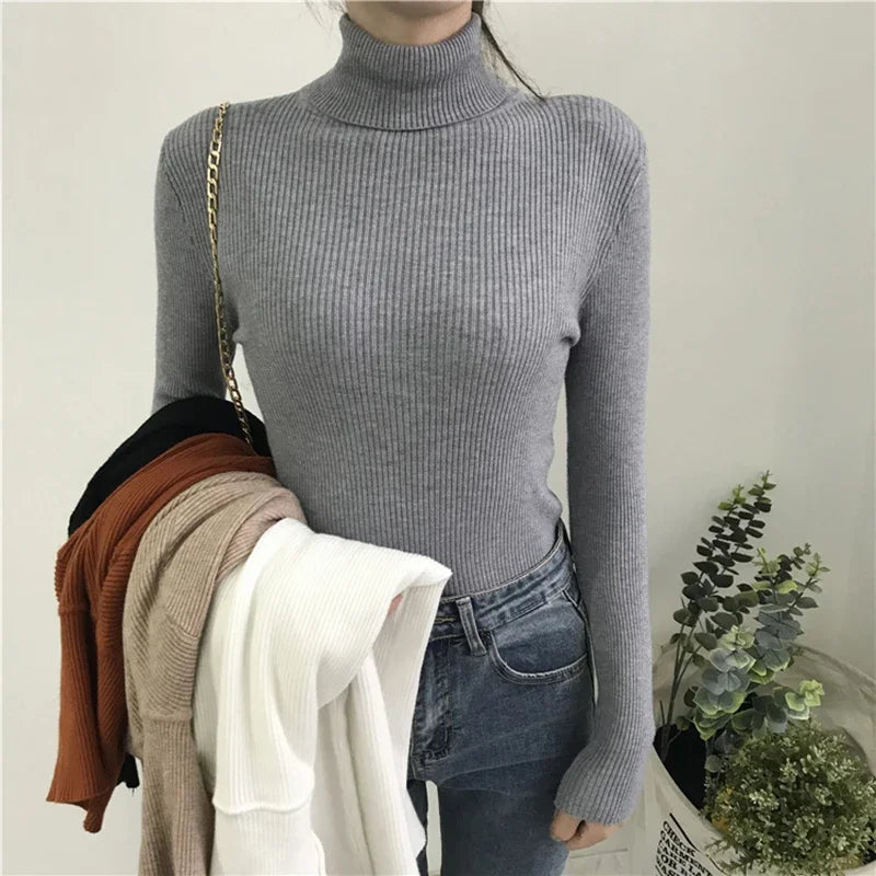 Autumn Winter Thick Sweater Women Knitted Ribbed