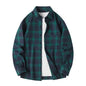 Men Shirt Plaid Flannel Spring Autumn Long Sleeve Blue Loose Men's Casual Shirt