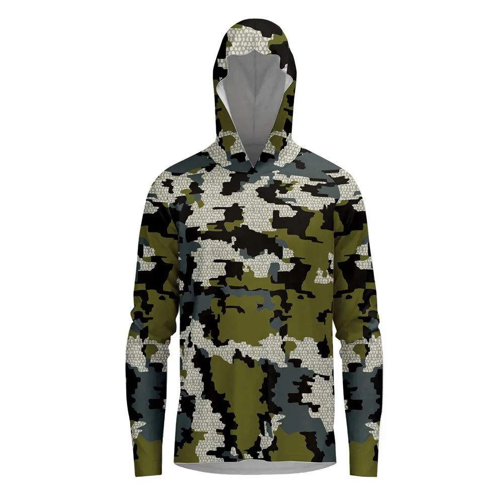 Fishing Shirts Men Sun Protection Hoodie Mask All-in-one