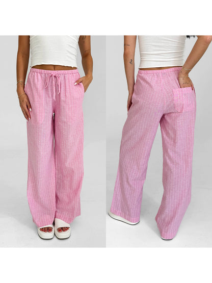 Women Loose Fit Pants with Drawstring Waist