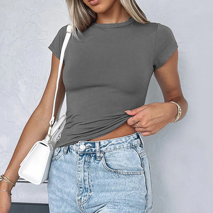Women's Summer Loose Half Sleeve T-Shirt Tops O-Neck Waist Slimming