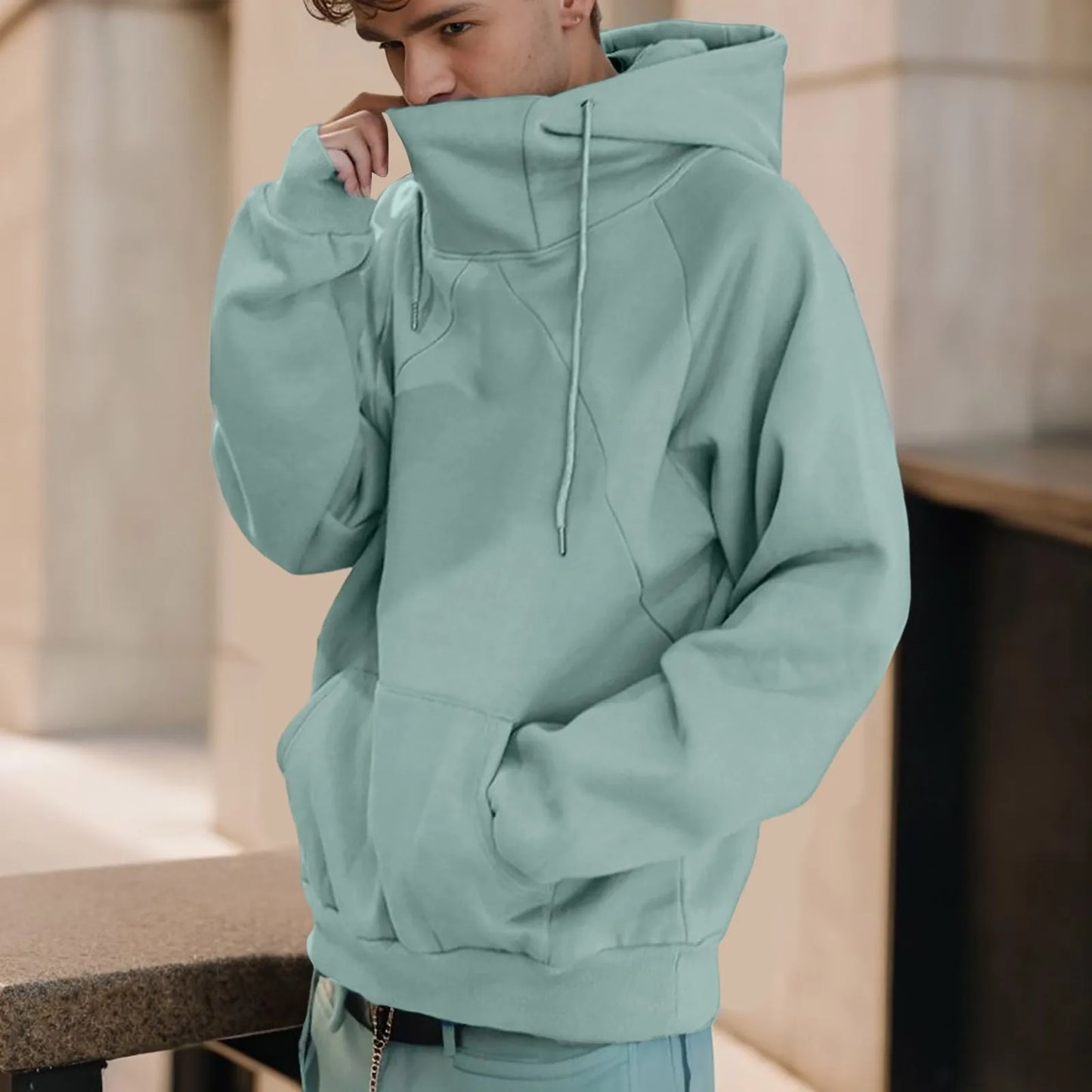 Loose Turtleneck Hoodie Mens' Casual Hooded Sweatshirt