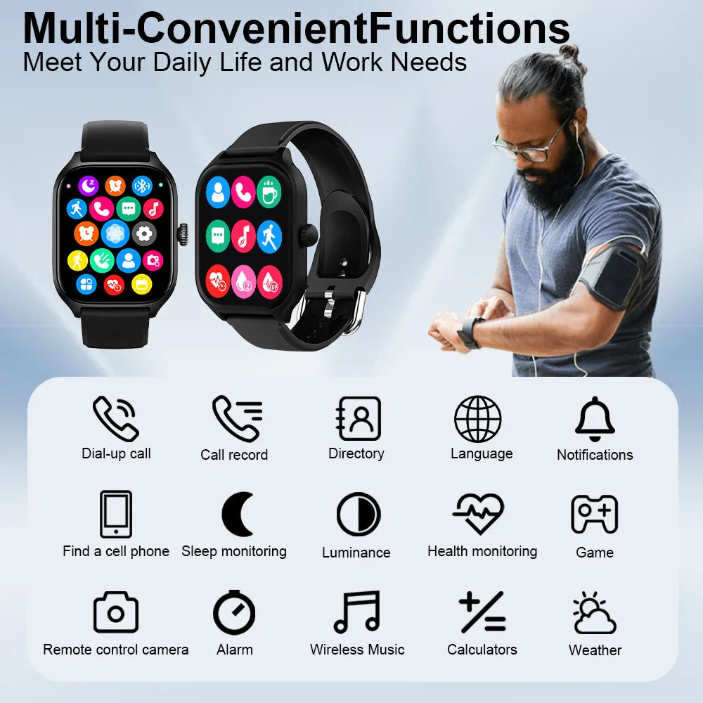 Smartwatch Dial to Answer Calls Calorie Tracking Heart Rate Blood Oxygen