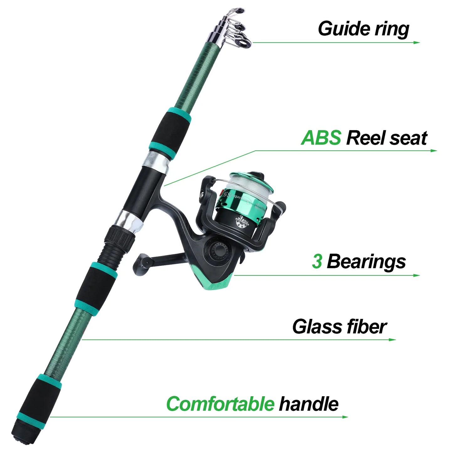 Spinning Fishing Rod and Reel Combo Telescopic Rod