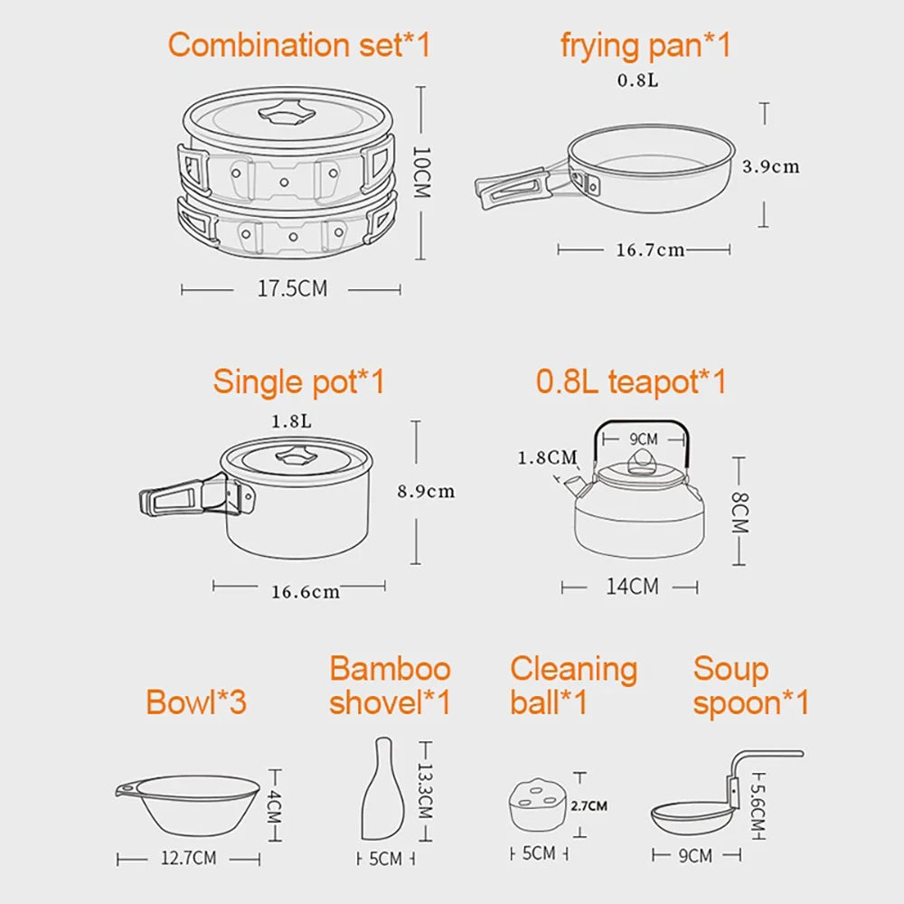 Camping Cooking set Camping Cookware Travel Tableware