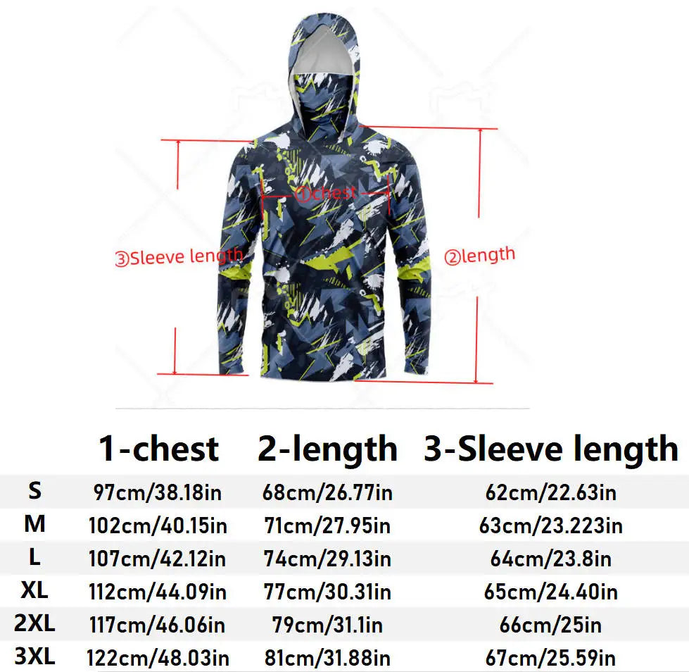 Men Hood Fishing Shirt long sleeve fishing t shirt uv protection