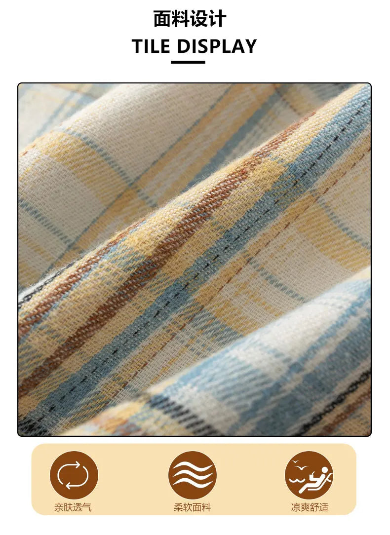Men Shirt Plaid Flannel Long Sleeve Oversized Loose Cotton