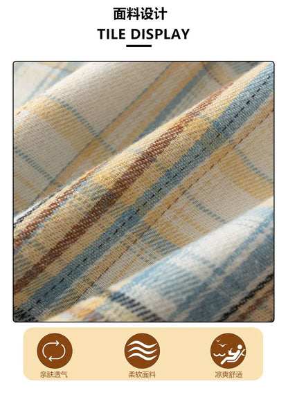 Men Shirt Plaid Flannel Long Sleeve Oversized Loose Cotton