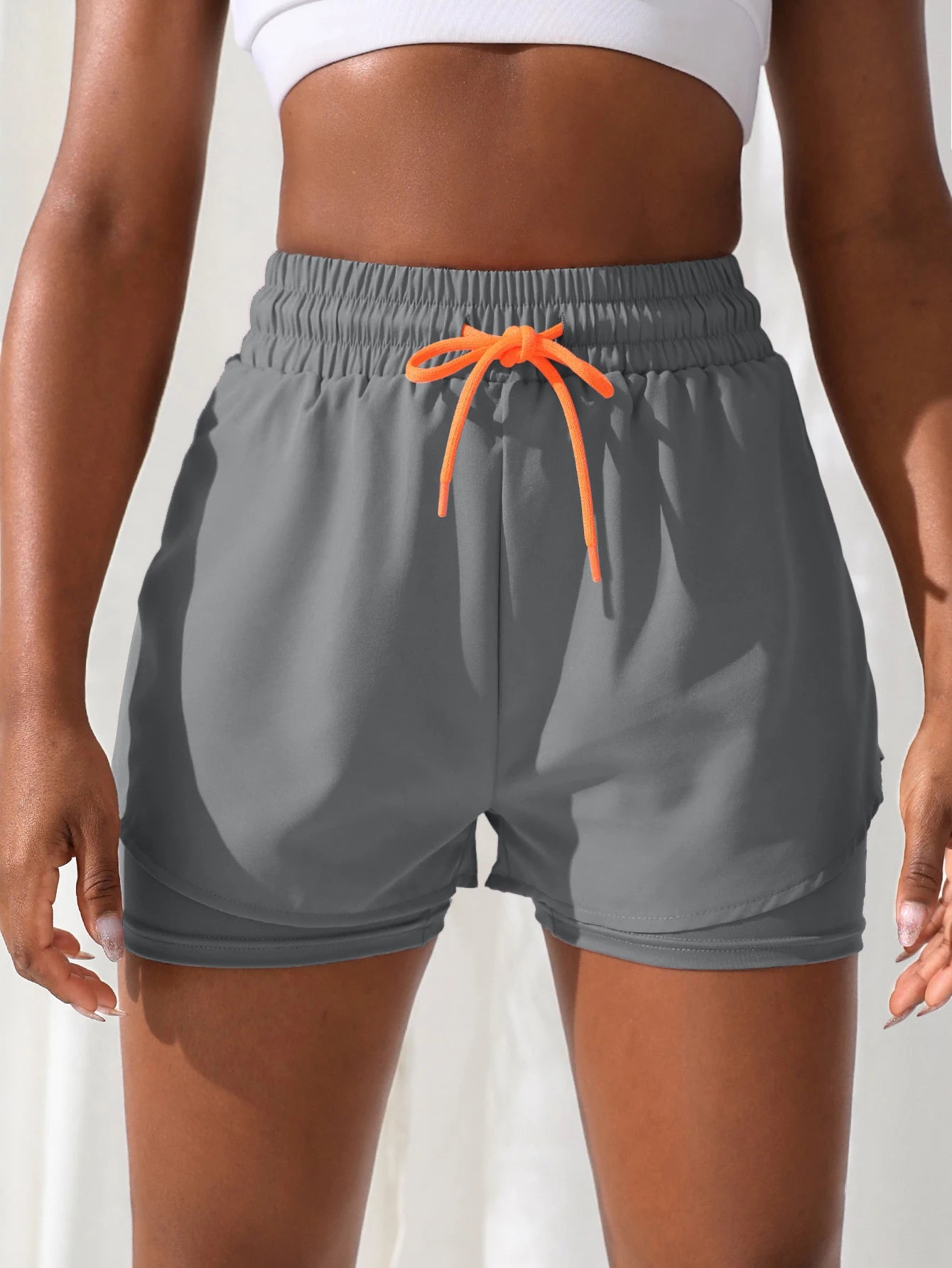 Women's High Rise Yoga Shorts With Elastic Proximity Control Running Shorts
