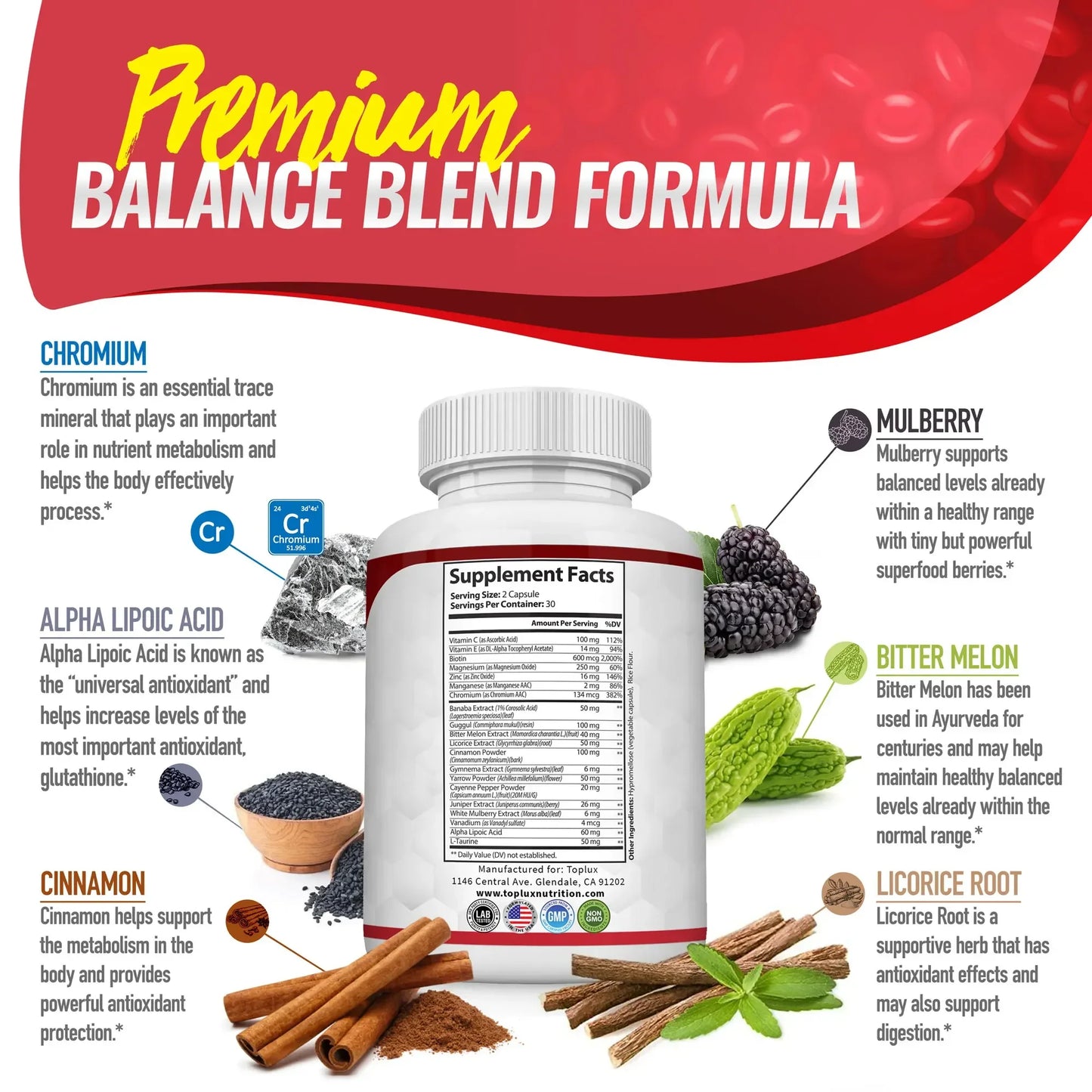 Vitamin C, Vitamin E Supplement, Blood Sugar Complex, Supports Heart Health