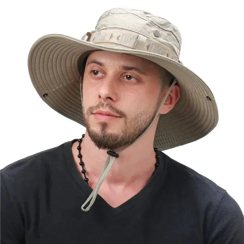 Summer Men Bucket Hat Outdoor UV Protection