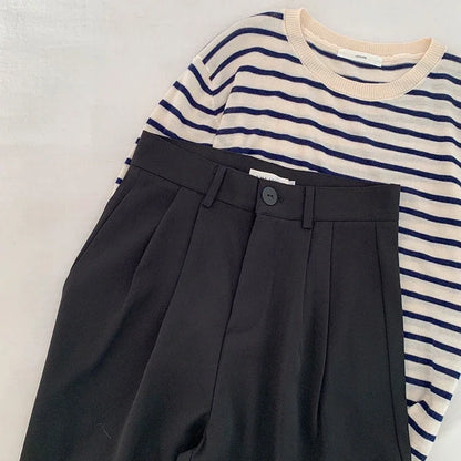 High Waist Women Suit Pants Fall Straight Office Ladies