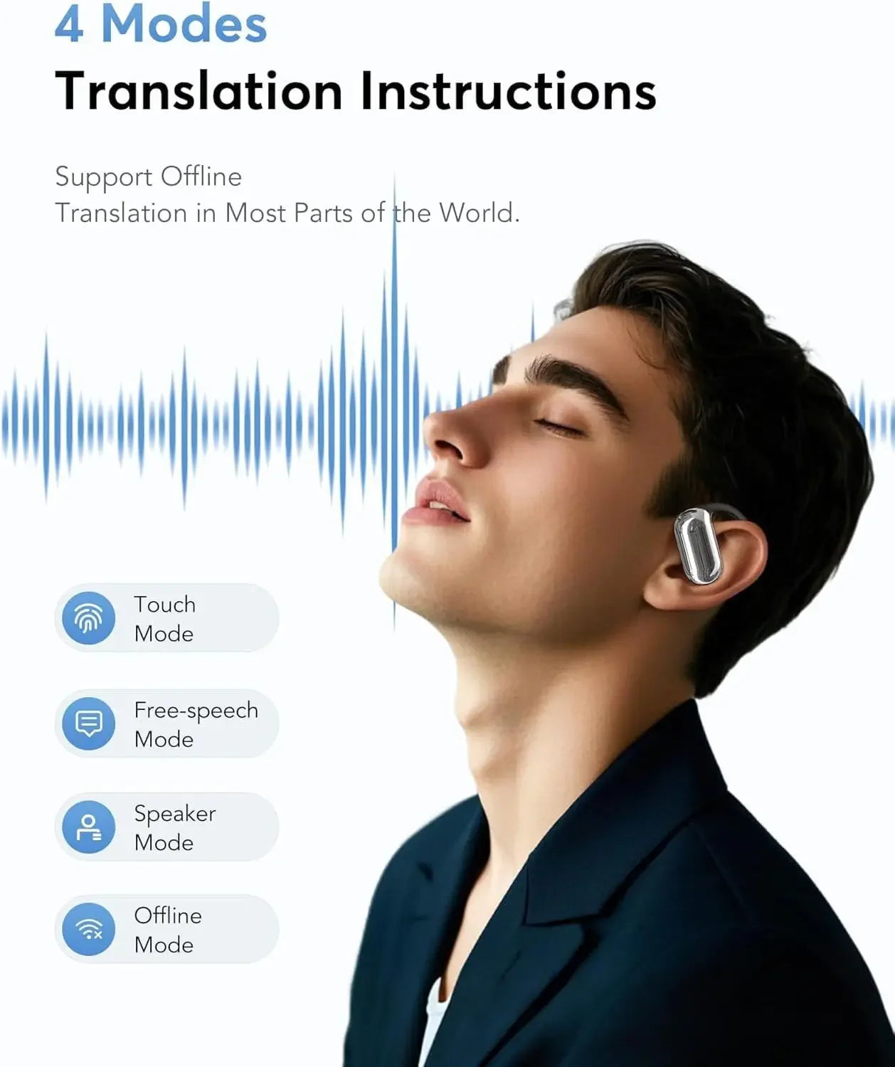 Real Time Translator Headphones AI Language Translation Earbuds 144 Languages