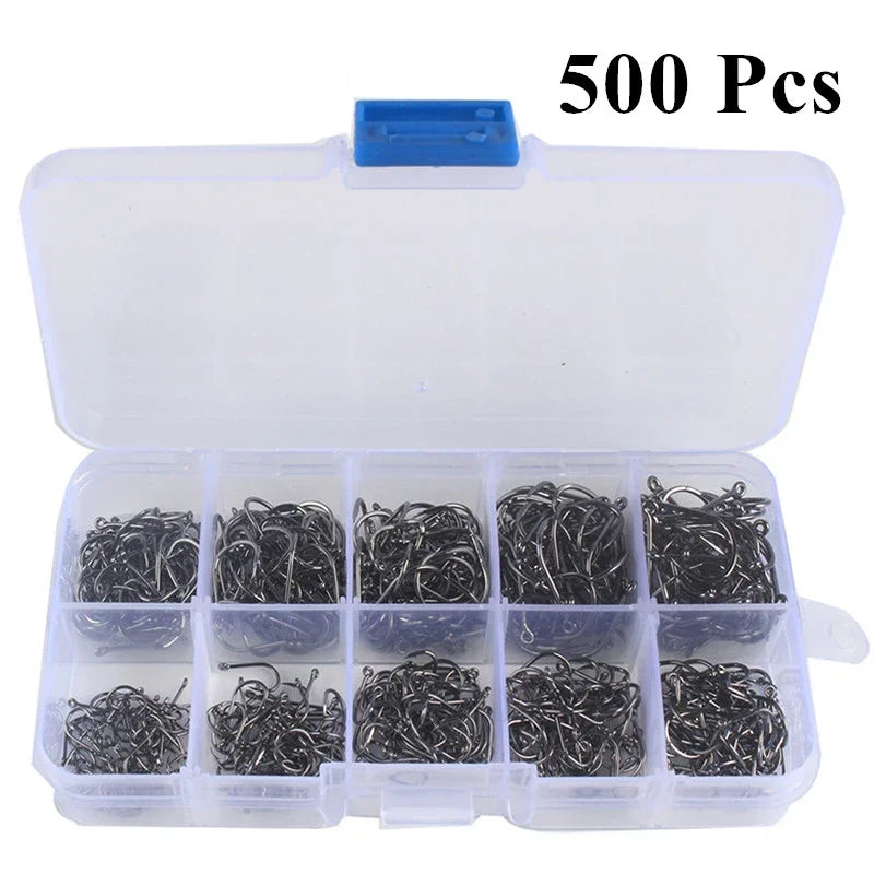 Fishing Hooks Set High Carbon Steel Barbed FishHooks