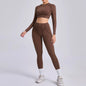 Seamless Yoga Sets Sports Fitness Hip-lifting High Waist Pleated Pants Long-sleeved Suits
