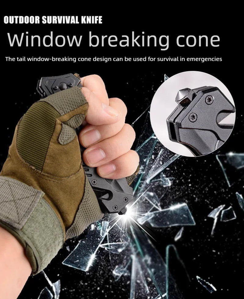 Multi functional outdoor camping knife with safety lock