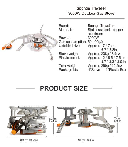 Camping Gas Stove Portable Folding Outdoor Backpacking