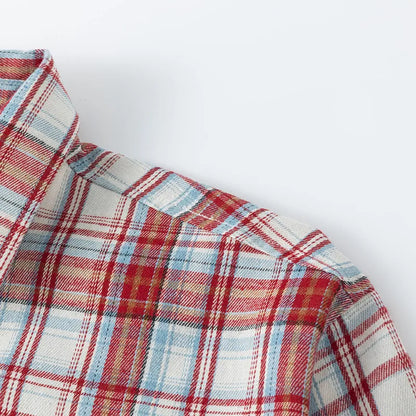 Men Shirt Plaid Flannel Long Sleeve Oversized Loose Cotton