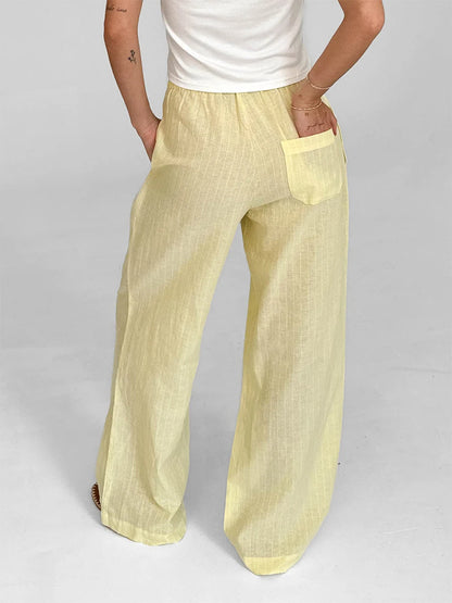 Women Loose Fit Pants with Drawstring Waist