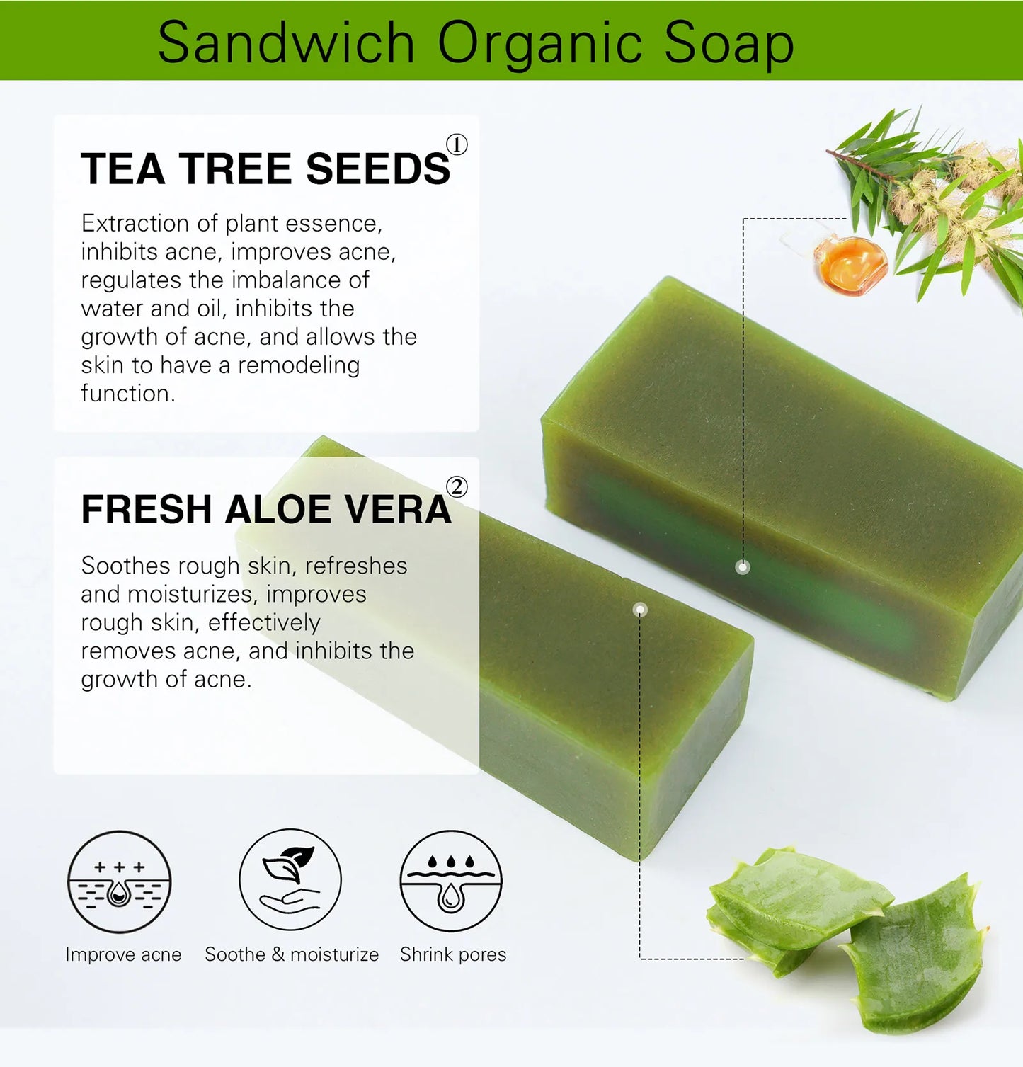 AILKE Aloe Vera Whitening Soap, Remove Acne