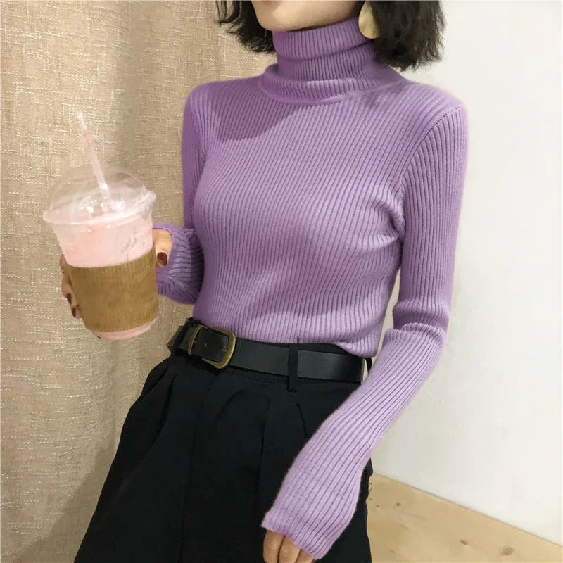 Autumn Winter Thick Sweater Women Knitted Ribbed