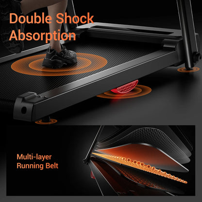 3.0HP Foldable Dual Shock Absorption Home Treadmill