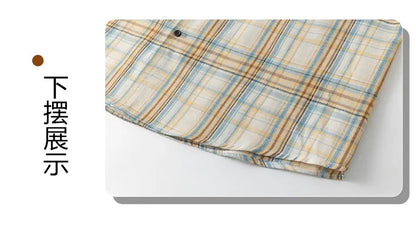 Men Shirt Plaid Flannel Long Sleeve Oversized Loose Cotton